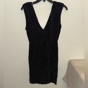 Forever 21 Black Sparkle Plunge Going Out Dress Size Medium